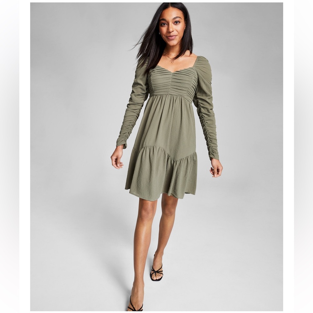 And Now This Ruched Fit & Flare Mini Dress